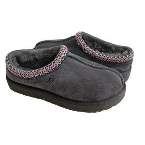 UGG WOMEN TASMAN DARK GREY GRAY SHEARLING LINED SUEDE SHOES